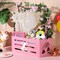 Wooden Baby Shower Crate Closet Rainbow Baby Storage Crate Hamper with Handle Garland 26 Letter Basket Baby Shower Wooden Gift Crate for Girls Boys Pregnancy Gifts for Parents (Pink)